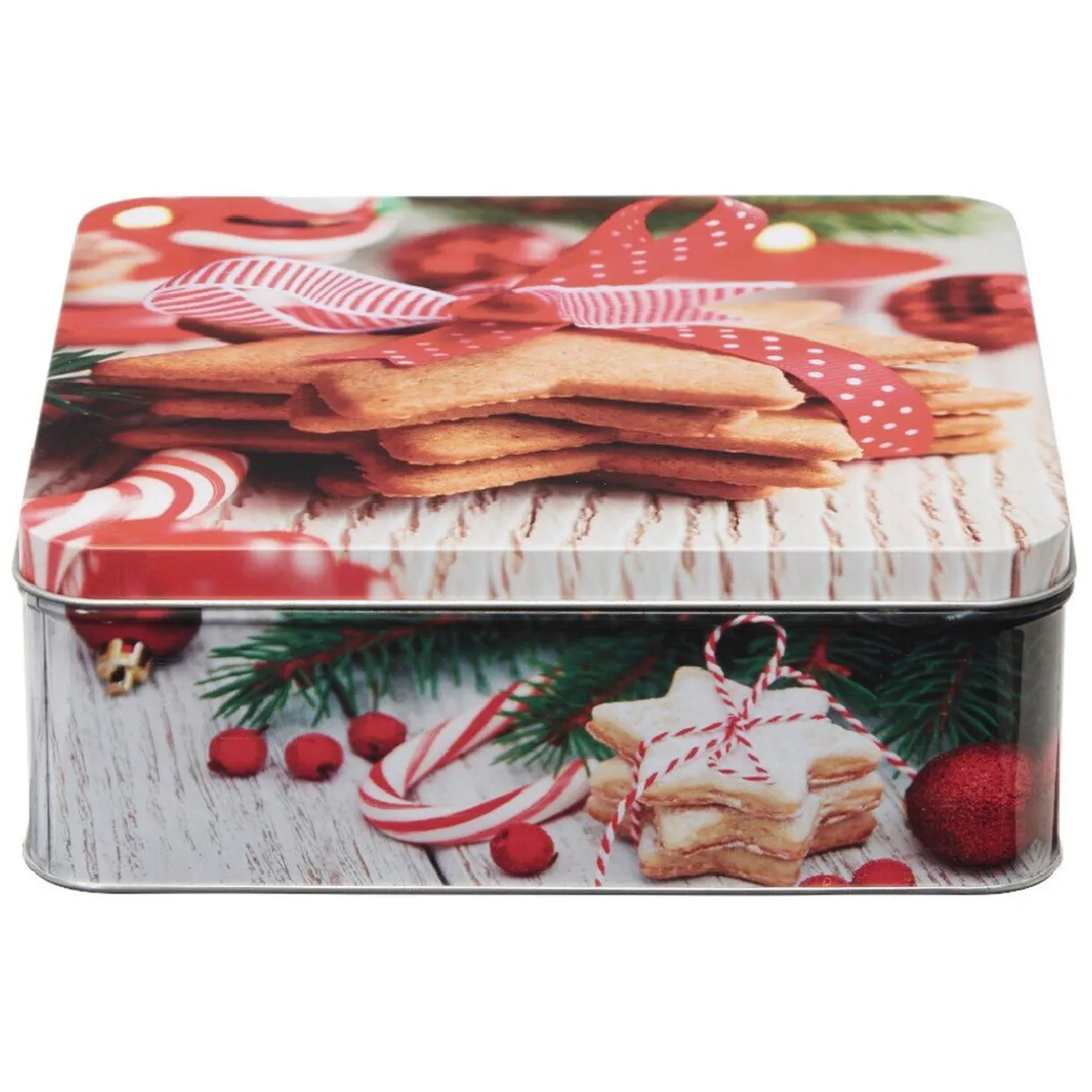 Gifi Boîte de Noël carré vintage métal motif biscuit étoile Clearance