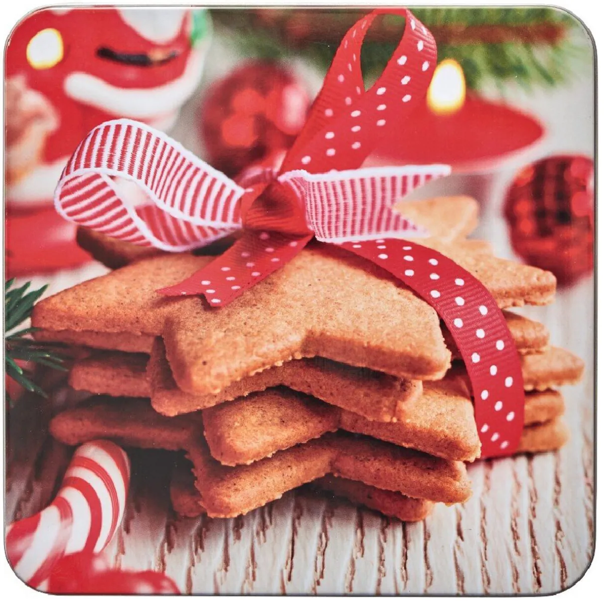 Gifi Boîte de Noël carré vintage métal motif biscuit étoile Clearance
