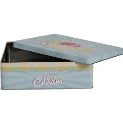 Gifi Boîte de rangement cuisine bleue décor glace multicolore Discount