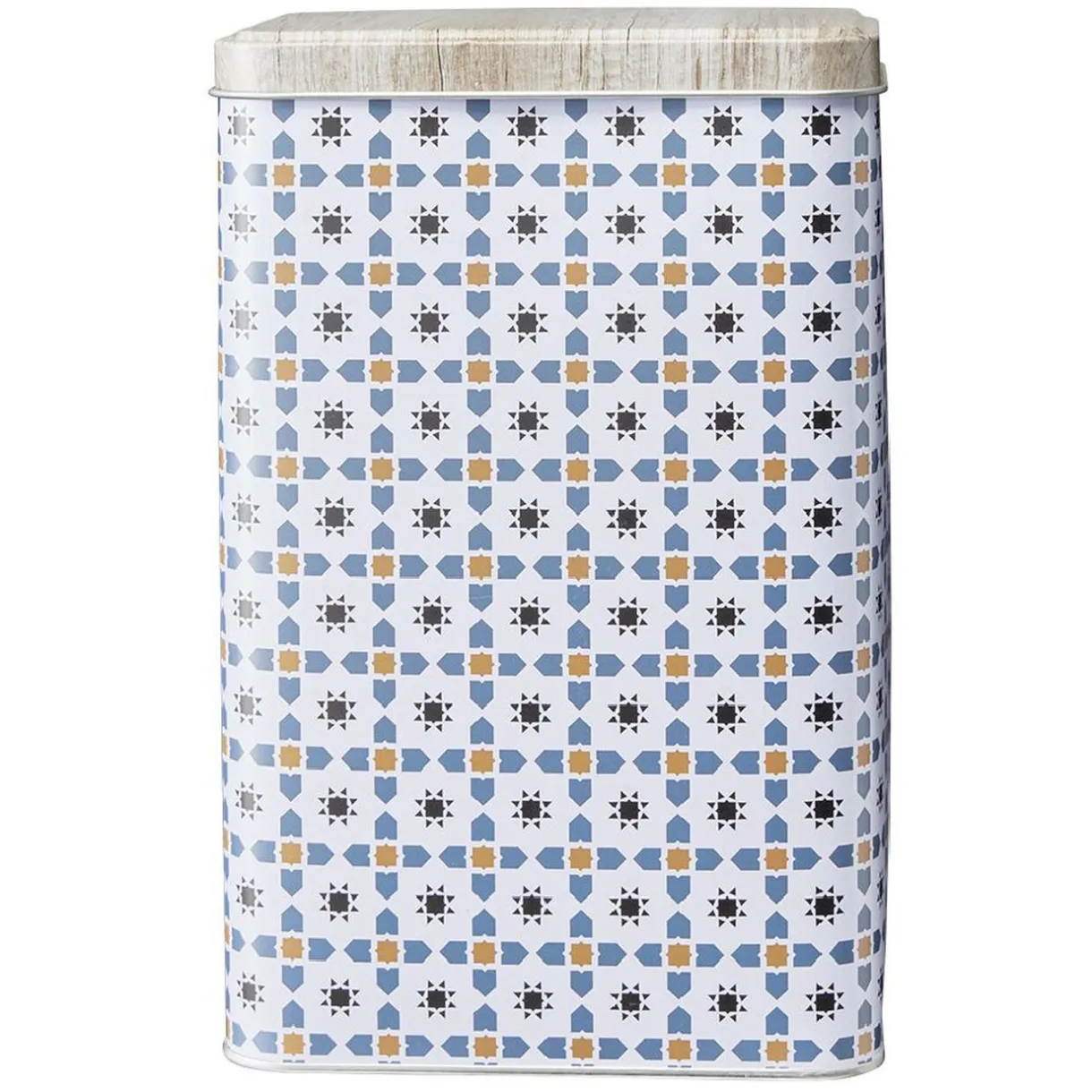 Gifi Boîte en métal décor carreau de ciment avec couvercle effet bois Clearance