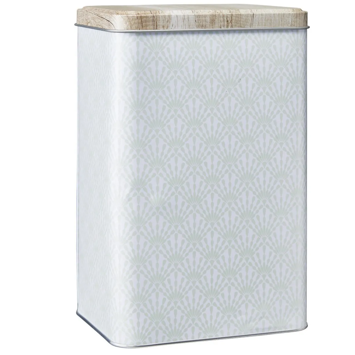 Gifi Boîte en métal imprimé gris avec couvercle effet bois Outlet