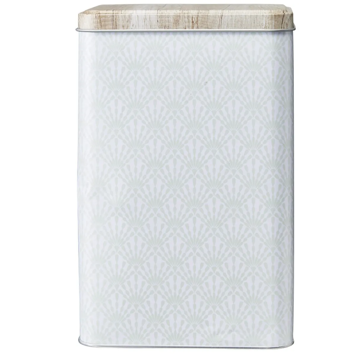 Gifi Boîte en métal imprimé gris avec couvercle effet bois Outlet