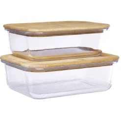 Gifi Boîte en verre avec couvercle bambou x2 Discount
