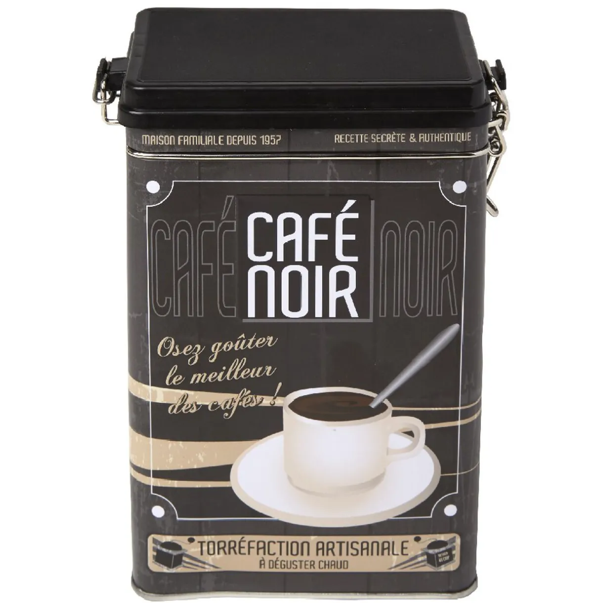 Gifi Boîte rectangulaire en métal design café noir Outlet