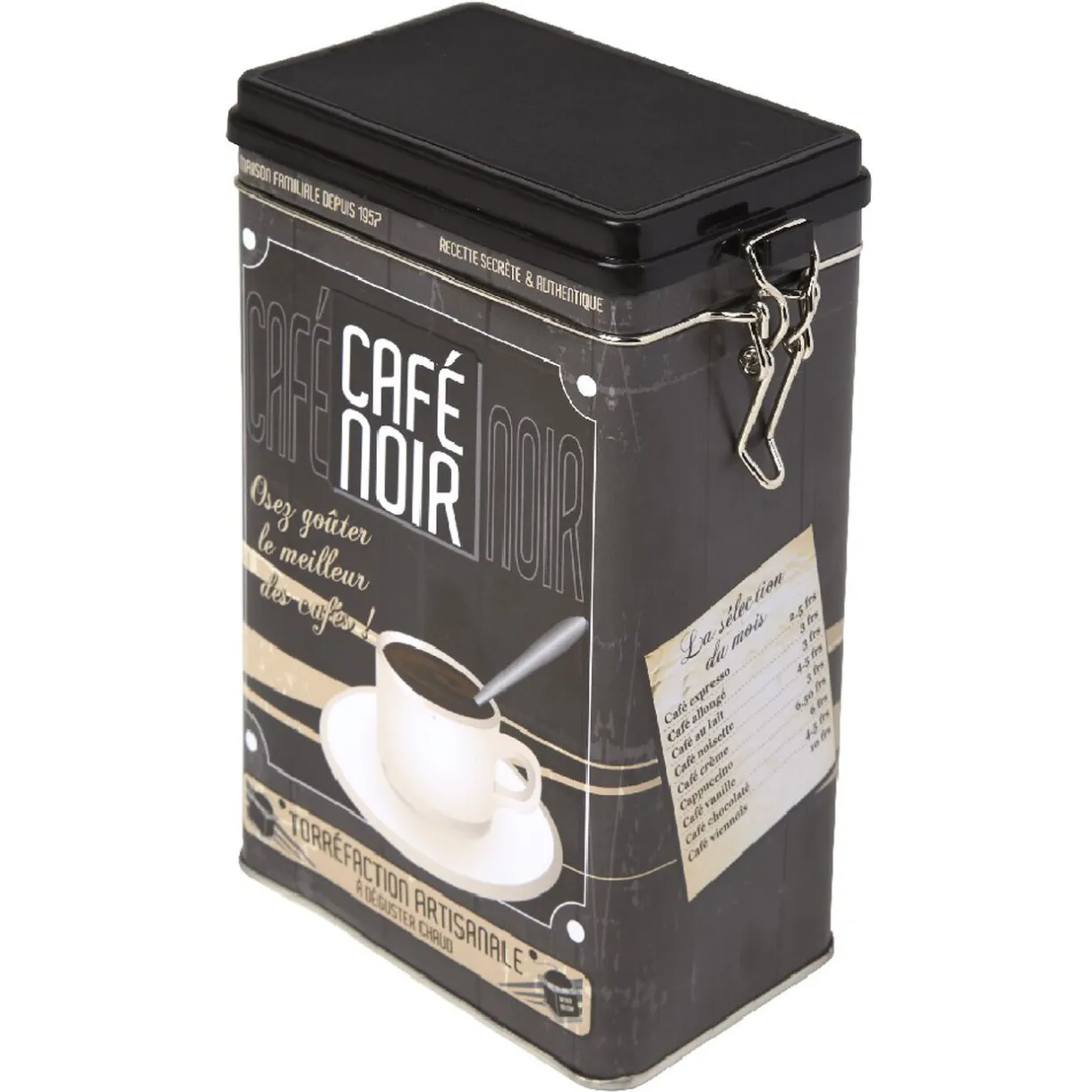 Gifi Boîte rectangulaire en métal design café noir Outlet