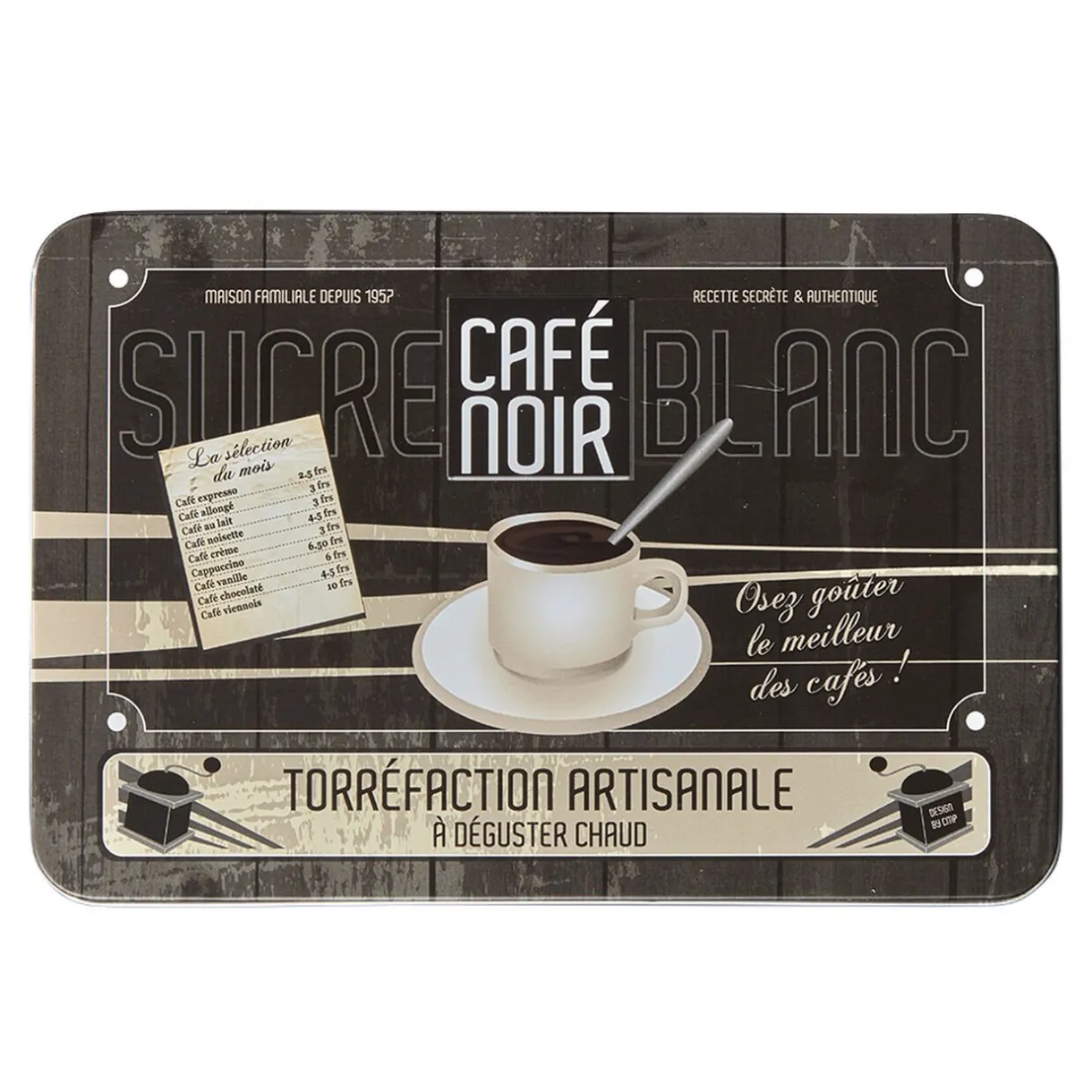 Gifi Boîte rectangulaire en métal design café noir Clearance