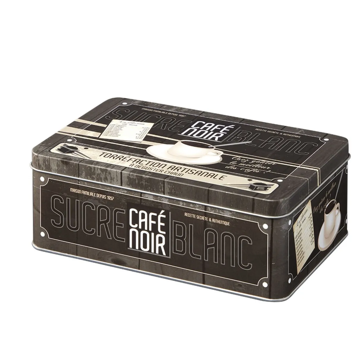Gifi Boîte rectangulaire en métal design café noir Clearance
