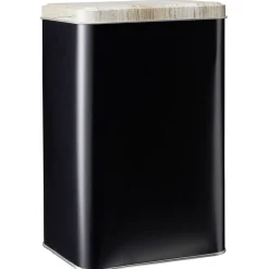 Gifi Boîte rectangulaire en métal noir avec couvercle effet bois Clearance