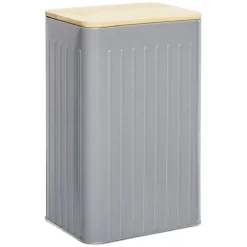 Gifi Boîte rectangulaire métal embossée couvercle bambou 12,8x10xH20,5cm Best
