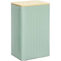 Gifi Boîte rectangulaire métal embossée couvercle bambou 12,8x10xH20,5cm Best