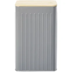 Gifi Boîte rectangulaire métal embossée couvercle bambou 12,8x10xH20,5cm Best
