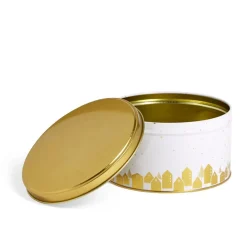 Gifi Boîte ronde en métal blanc et doré Ø13,5xH7cm Hot