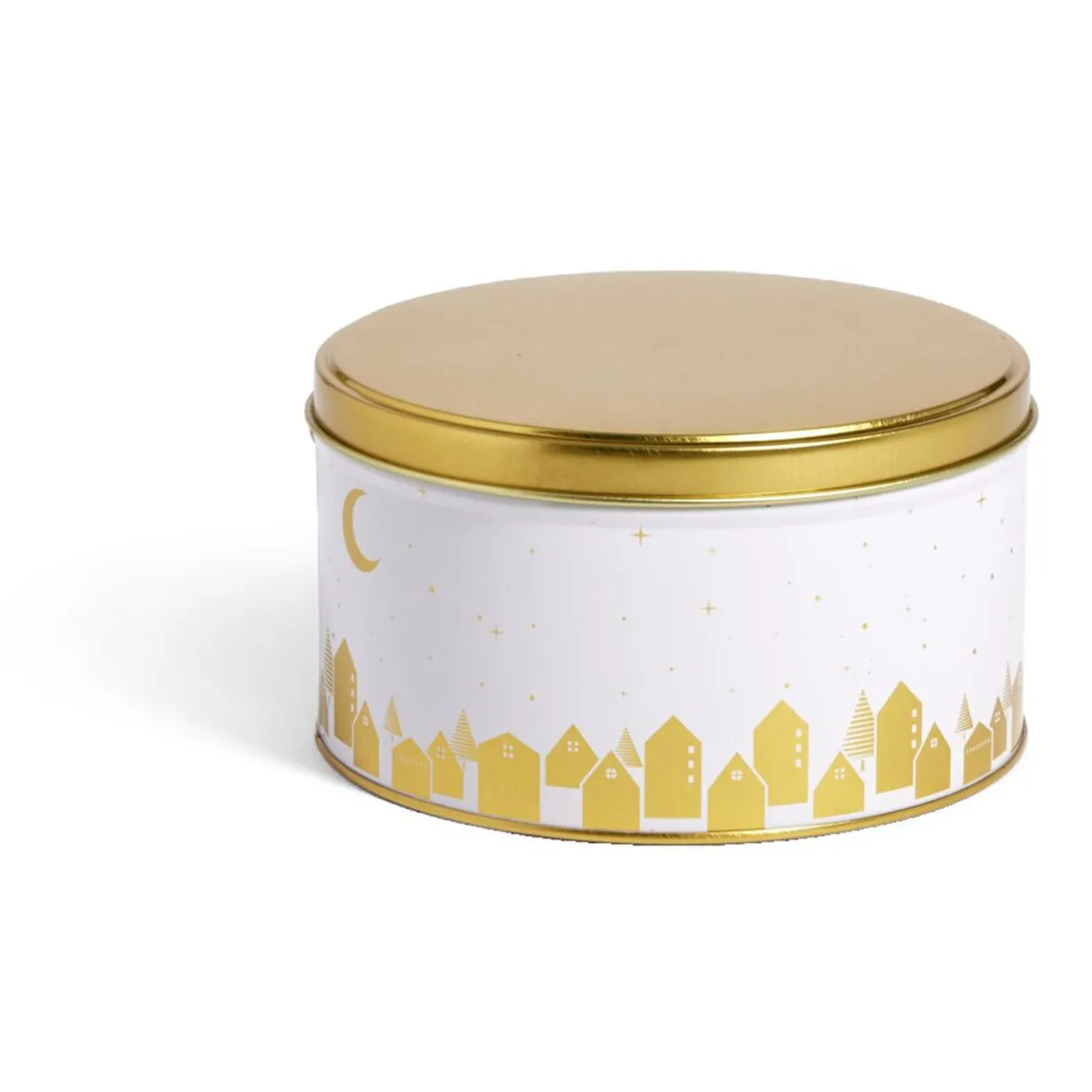 Gifi Boîte ronde en métal blanc et doré Ø13,5xH7cm Hot