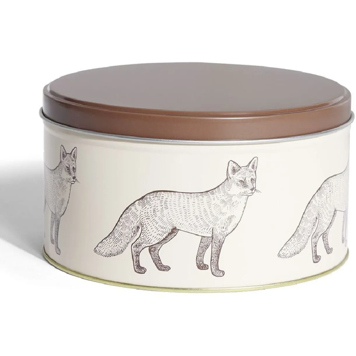 Gifi Boîte ronde en métal Ø13,5cm motif renard marron Discount