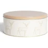 Gifi Boîte ronde en métal Ø22cm motif cerf beige et orange Best