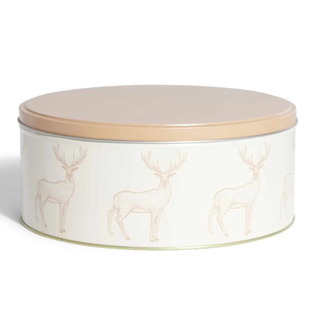 Gifi Boîte ronde en métal Ø22cm motif cerf beige et orange Best