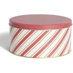Gifi Boîte ronde en métal Ø16,7cm motif rayures beige et rouge Online