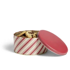 Gifi Boîte ronde en métal Ø16,7cm motif rayures beige et rouge Online
