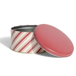 Gifi Boîte ronde en métal Ø16,7cm motif rayures beige et rouge Online