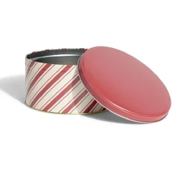 Gifi Boîte ronde en métal Ø16,7cm motif rayures beige et rouge Online