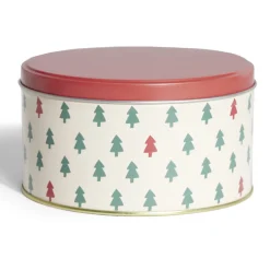 Gifi Boîte ronde en métal Ø13,5cm motif sapin vert et rouge Online