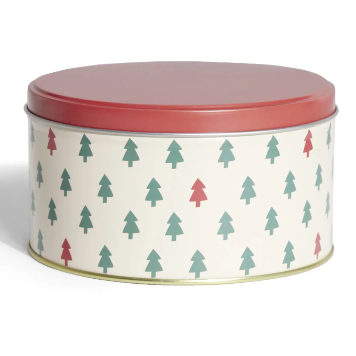 Gifi Boîte ronde en métal Ø13,5cm motif sapin vert et rouge Online