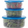 Gifi Boîte ronde micro onde couvercle bleu x3 plastique Discount