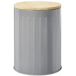 Gifi Boîte ronde métal embossée avec couvercle bambou Ø10xH13,5cm New
