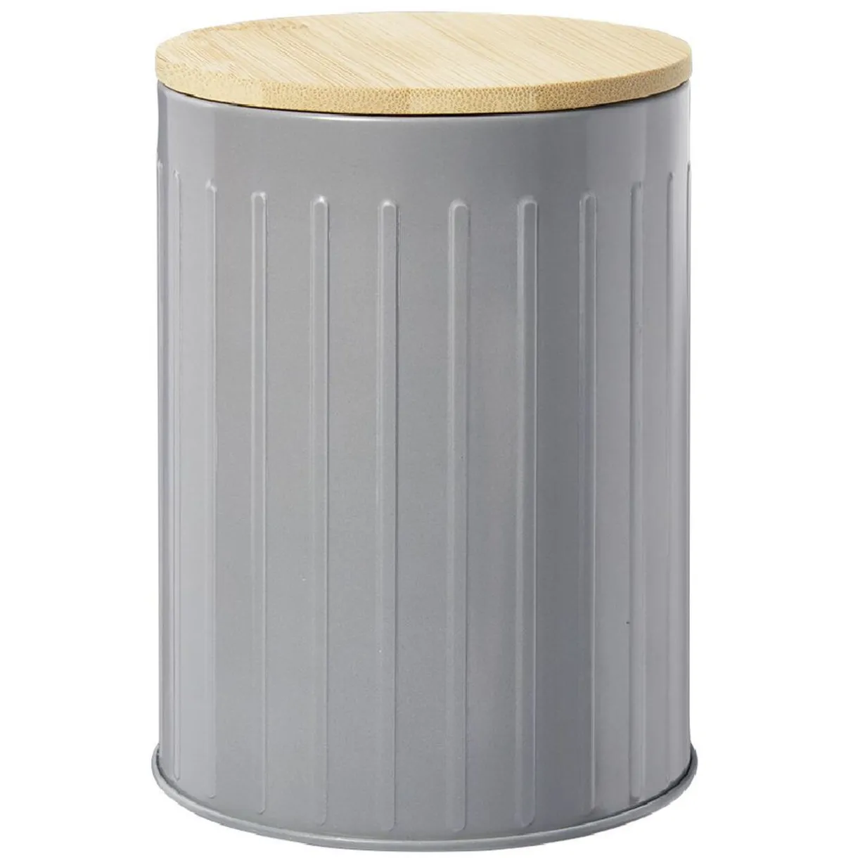 Gifi Boîte ronde métal embossée avec couvercle bambou Ø10xH13,5cm New