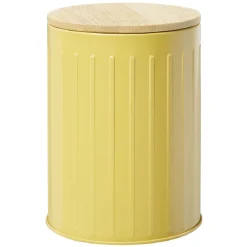 Gifi Boîte ronde métal embossée avec couvercle bambou Ø10xH13,5cm New