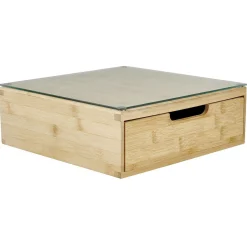 Gifi Boîte tiroir à dosettes en bambou et verre Discount