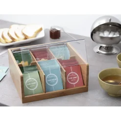 Gifi Boîtes à thé en bambou avec couvercle transparent Discount