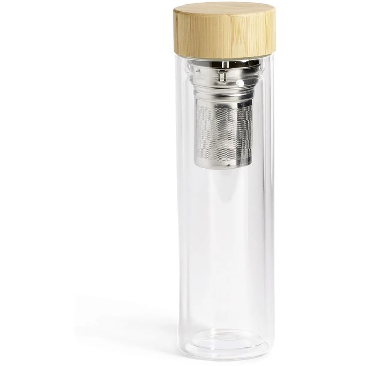 Gifi Bouteille en verre avec infuseur inox et bouchon en bambou 450ml
