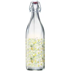 Gifi Bouteille en verre décor fruits exotiques avec bouchon à clip 1L
