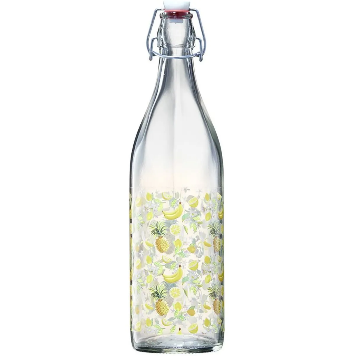 Gifi Bouteille en verre décor fruits exotiques avec bouchon à clip 1L