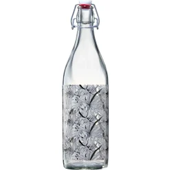 Gifi Bouteille en verre décor feuillage avec bouchon à clip 1L Best
