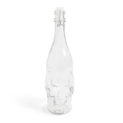 Gifi Bouteille Halloween 1L en verre forme tête de mort noire