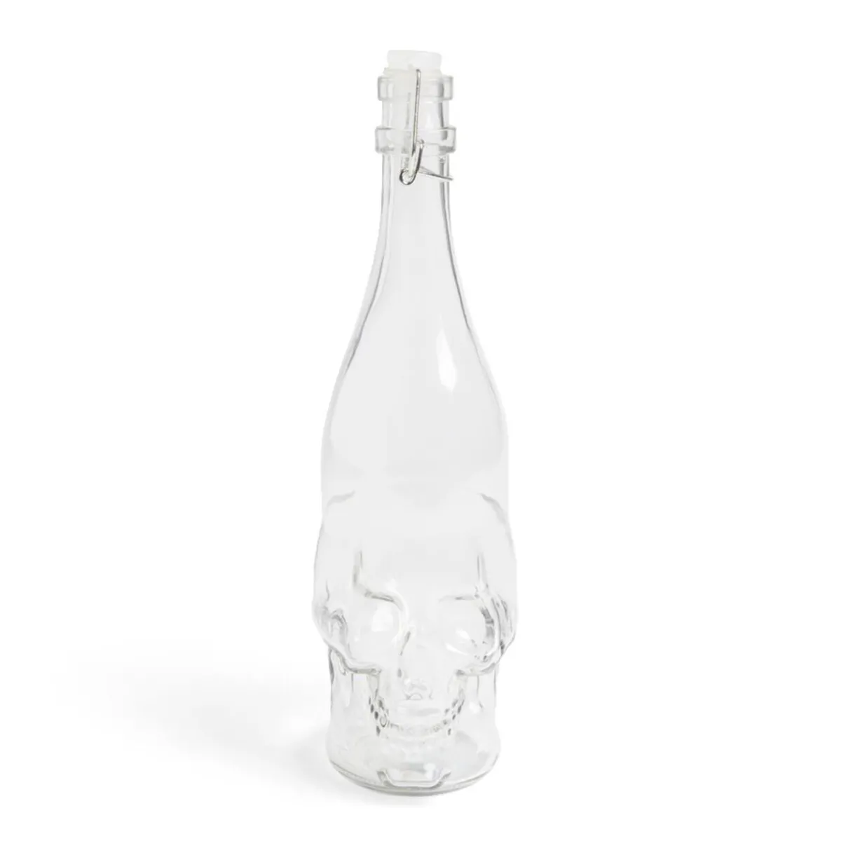 Gifi Bouteille Halloween 1L en verre forme tête de mort noire