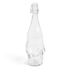 Gifi Bouteille Halloween 1L en verre forme tête de mort noire