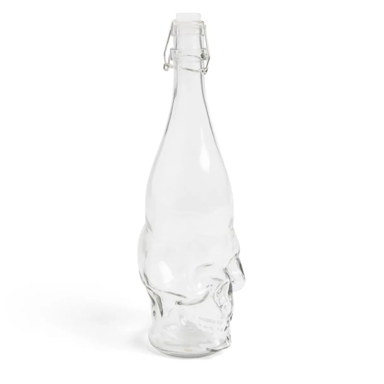 Gifi Bouteille Halloween 1L en verre forme tête de mort noire