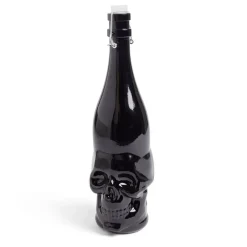 Gifi Bouteille Halloween 1L en verre forme tête de mort noire