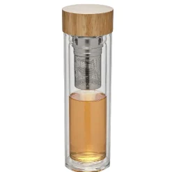 Gifi Bouteille infuseur double paroi en verre avec bouchon en bambou Clearance