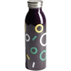 Gifi Bouteille isotherme acier noir motif rond 500ml Ø6,7xH21,8cm
