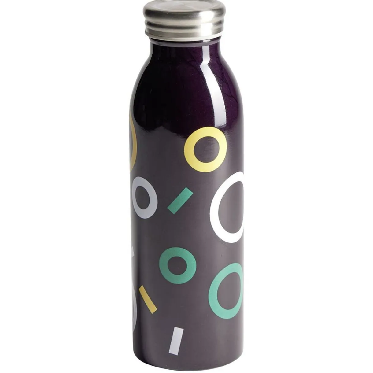 Gifi Bouteille isotherme acier noir motif rond 500ml Ø6,7xH21,8cm