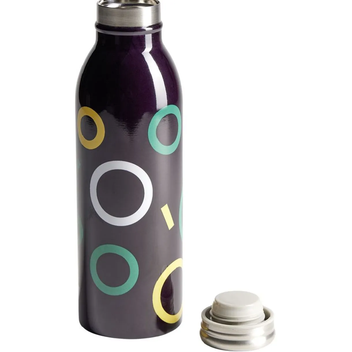 Gifi Bouteille isotherme acier noir motif rond 500ml Ø6,7xH21,8cm