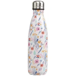 Gifi Bouteille isotherme inox blanc motif fleur multicolore 500 ml Clearance