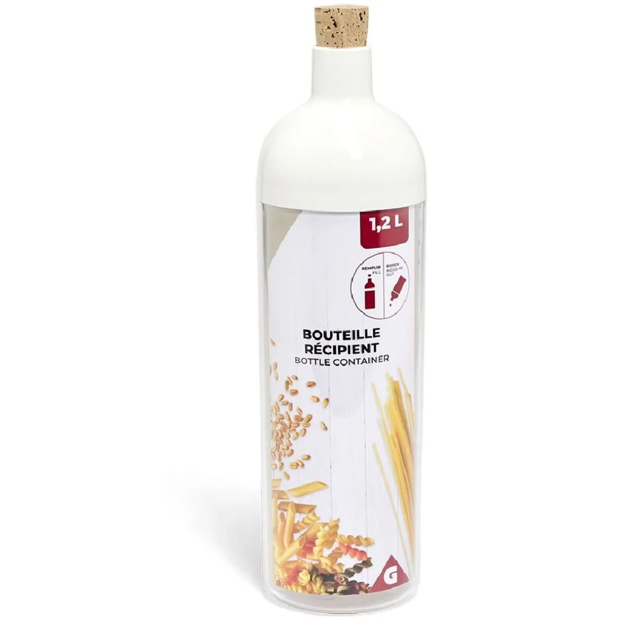 Gifi Bouteille récipient 1,2L plastique transparent