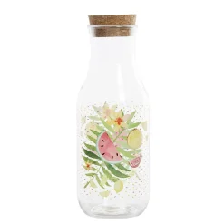 Gifi Bouteille transparente motif fruits exotiques bouchon liège Outlet