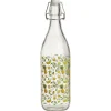 Gifi Bouteille verre motif fruit exotique jaune bouchon mécanique 1L H30cm