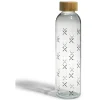 Gifi Bouteille verre transparent à motif noir avec bouchon en bambou 730ml